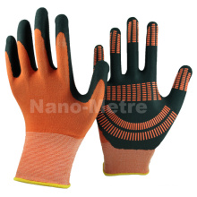 NMSAFETY colored nylon spandex hand job gloves coated nitrile doted gloves